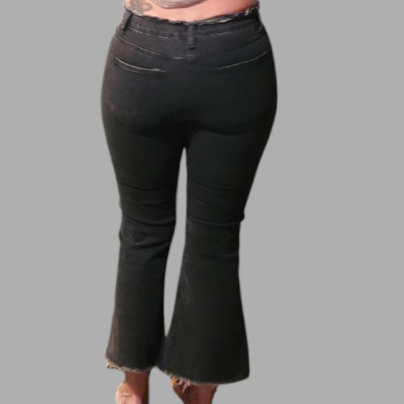 Blue B Collection Women's Black Beaded Fringe High-Waist Flared Jeans Size L - Picture 3 of 10